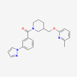 molecular formula C22H24N4O2 B2559263 [3-[(6-Methylpyridin-2-yl)oxymethyl]piperidin-1-yl]-(3-pyrazol-1-ylphenyl)methanone CAS No. 2379972-26-4