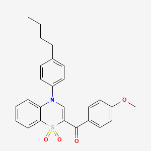 molecular formula C26H25NO4S B2559280 [4-(4-butylphenyl)-1,1-dioxido-4H-1,4-benzothiazin-2-yl](4-methoxyphenyl)methanone CAS No. 1114850-62-2