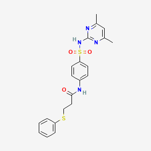 molecular formula C21H22N4O3S2 B2559283 N-(4-(N-(4,6-二甲基嘧啶-2-基)磺酰胺)苯基)-3-(苯硫基)丙酰胺 CAS No. 333747-34-5