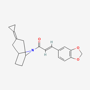 molecular formula C20H21NO3 B2559284 (2E)-3-(2H-1,3-benzodioxol-5-yl)-1-{3-cyclopropylidene-8-azabicyclo[3.2.1]octan-8-yl}prop-2-en-1-one CAS No. 2210222-46-9