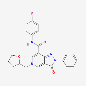 molecular formula C24H21FN4O3 B2559285 N-(4-氟苯基)-3-氧代-2-苯基-5-((四氢呋喃-2-基)甲基)-3,5-二氢-2H-吡唑并[4,3-c]吡啶-7-甲酰胺 CAS No. 921507-73-5