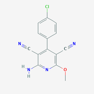 molecular formula C14H9ClN4O B255929 2-Amino-4-(4-chlorophenyl)-6-methoxy-3,5-pyridinedicarbonitrile 