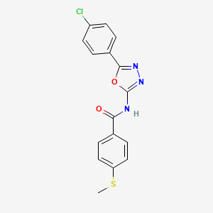molecular formula C16H12ClN3O2S B2559292 N-[5-(4-氯苯基)-1,3,4-恶二唑-2-基]-4-甲硫基苯甲酰胺 CAS No. 896027-28-4