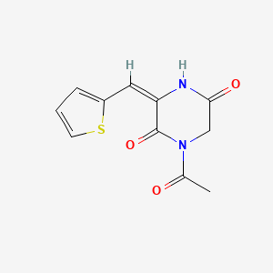 molecular formula C11H10N2O3S B2559294 1-Acetyl-3-(2-thienylmethylene)tetrahydro-2,5-pyrazinedione CAS No. 278782-35-7