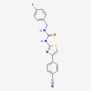 molecular formula C18H13FN4OS B2559299 1-(4-(4-Cyanophenyl)thiazol-2-yl)-3-(4-fluorobenzyl)urea CAS No. 1211775-54-0