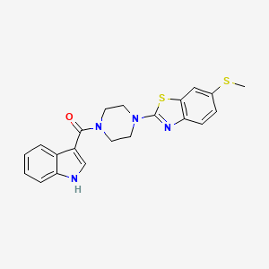 molecular formula C21H20N4OS2 B2559314 (1H-吲哚-3-基)(4-(6-(甲硫基)苯并[d]噻唑-2-基)哌嗪-1-基)甲苯酮 CAS No. 1172045-60-1