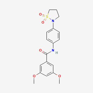 molecular formula C18H20N2O5S B2559323 N-[4-(1,1-dioxo-1,2-thiazolidin-2-yl)phenyl]-3,5-dimethoxybenzamide CAS No. 949840-15-7