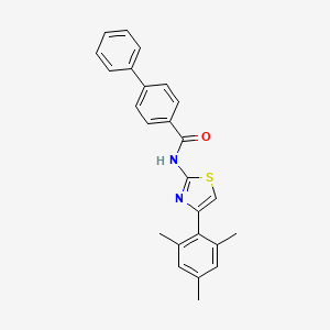 molecular formula C25H22N2OS B2559335 N-(4-mesitylthiazol-2-yl)-[1,1'-biphenyl]-4-carboxamide CAS No. 314076-33-0