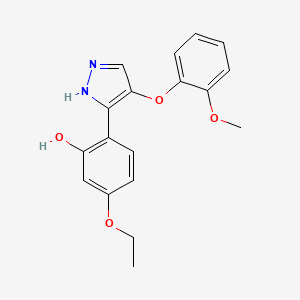 molecular formula C18H18N2O4 B2559342 5-ethoxy-2-[4-(2-methoxyphenoxy)-1H-pyrazol-3-yl]phenol CAS No. 714941-17-0