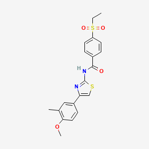 molecular formula C20H20N2O4S2 B2559344 4-(ethylsulfonyl)-N-(4-(4-methoxy-3-methylphenyl)thiazol-2-yl)benzamide CAS No. 941936-77-2