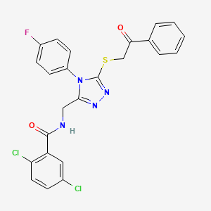 molecular formula C24H17Cl2FN4O2S B2559348 2,5-二氯-N-[[4-(4-氟苯基)-5-苯乙酰硫代-1,2,4-三唑-3-基]甲基]苯甲酰胺 CAS No. 389070-84-2