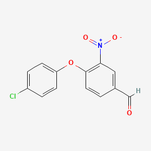 molecular formula C13H8ClNO4 B2559353 4-(4-Chlorophenoxy)-3-nitrobenzenecarbaldehyde CAS No. 320416-35-1