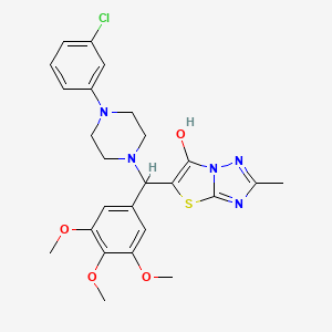 molecular formula C25H28ClN5O4S B2559363 5-((4-(3-Chlorophenyl)piperazin-1-yl)(3,4,5-trimethoxyphenyl)methyl)-2-methylthiazolo[3,2-b][1,2,4]triazol-6-ol CAS No. 851969-87-4