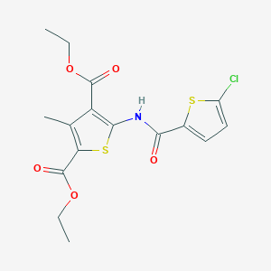 molecular formula C16H16ClNO5S2 B2559364 Diethyl 5-(5-chlorothiophene-2-carboxamido)-3-methylthiophene-2,4-dicarboxylate CAS No. 379701-22-1