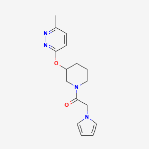 molecular formula C16H20N4O2 B2559382 1-(3-((6-甲基吡哒嗪-3-基)氧代)哌啶-1-基)-2-(1H-吡咯-1-基)乙酮 CAS No. 2034226-41-8