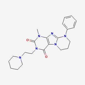 molecular formula C22H28N6O2 B2559384 1-methyl-9-phenyl-3-(2-piperidin-1-ylethyl)-7,8-dihydro-6H-purino[7,8-a]pyrimidine-2,4-dione CAS No. 846064-92-4