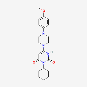 molecular formula C21H28N4O3 B2559385 1-Cyclohexyl-6-hydroxy-4-(4-(4-methoxyphenyl)piperazino)-2(1H)-pyrimidinone CAS No. 338956-32-4