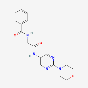 molecular formula C17H19N5O3 B2559390 N-(2-((2-morpholinopyrimidin-5-yl)amino)-2-oxoethyl)benzamide CAS No. 1396873-32-7