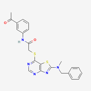 molecular formula C23H21N5O2S2 B2559395 N-(3-acetylphenyl)-2-((2-(benzyl(methyl)amino)thiazolo[4,5-d]pyrimidin-7-yl)thio)acetamide CAS No. 1207039-18-6