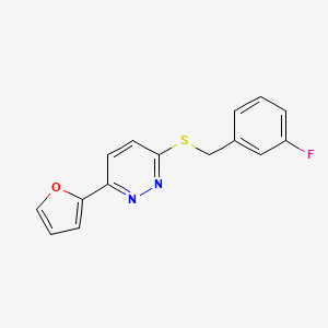 molecular formula C15H11FN2OS B2559396 3-[(3-Fluorophenyl)methylthio]-6-(2-furanyl)pyridazine CAS No. 872722-93-5