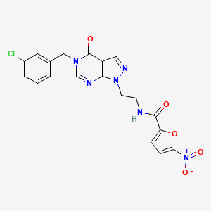 molecular formula C19H15ClN6O5 B2559403 N-(2-(5-(3-chlorobenzyl)-4-oxo-4,5-dihydro-1H-pyrazolo[3,4-d]pyrimidin-1-yl)ethyl)-5-nitrofuran-2-carboxamide CAS No. 921889-68-1