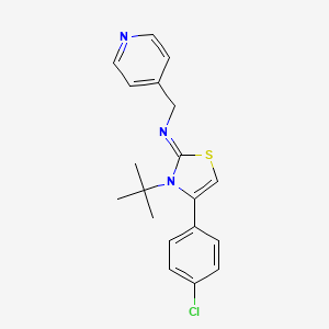 molecular formula C19H20ClN3S B2559405 N-[3-(叔丁基)-4-(4-氯苯基)-1,3-噻唑-2(3H)-亚烷基](4-吡啶基)甲胺 CAS No. 866009-92-9