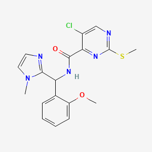 molecular formula C18H18ClN5O2S B2559412 5-chloro-N-[(2-methoxyphenyl)(1-methyl-1H-imidazol-2-yl)methyl]-2-(methylsulfanyl)pyrimidine-4-carboxamide CAS No. 1090388-68-3