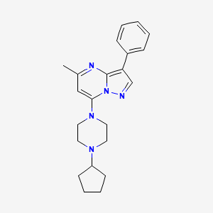 molecular formula C22H27N5 B2559414 7-(4-Cyclopentylpiperazin-1-yl)-5-methyl-3-phenylpyrazolo[1,5-a]pyrimidine CAS No. 877782-97-3