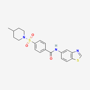 molecular formula C20H21N3O3S2 B2559423 N-(benzo[d]thiazol-5-yl)-4-((4-methylpiperidin-1-yl)sulfonyl)benzamide CAS No. 941877-60-7
