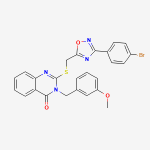molecular formula C25H19BrN4O3S B2559442 2-({[3-(4-Bromophenyl)-1,2,4-oxadiazol-5-yl]methyl}sulfanyl)-3-[(3-methoxyphenyl)methyl]-3,4-dihydroquinazolin-4-one CAS No. 2097937-74-9