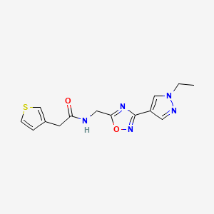 N-((3-(1-ethyl-1H-pyrazol-4-yl)-1,2,4-oxadiazol-5-yl)methyl)-2-(thiophen-3-yl)acetamide