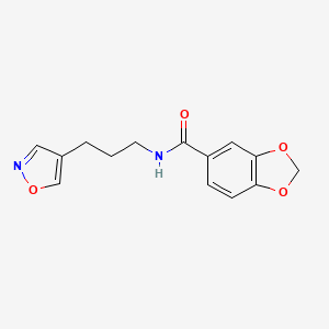 molecular formula C14H14N2O4 B2559465 N-(3-(异噁唑-4-基)丙基)苯并[d][1,3]二噁烷-5-羧酰胺 CAS No. 1903540-04-4
