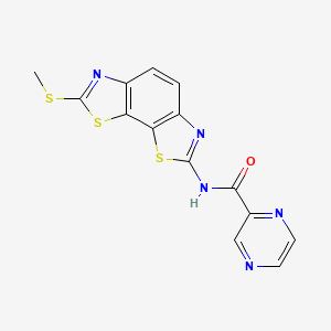 molecular formula C14H9N5OS3 B2559498 N-(7-(methylthio)benzo[1,2-d:4,3-d']bis(thiazole)-2-yl)pyrazine-2-carboxamide CAS No. 1207044-02-7