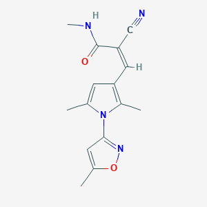 molecular formula C15H16N4O2 B2559501 (Z)-2-cyano-3-[2,5-dimethyl-1-(5-methyl-1,2-oxazol-3-yl)pyrrol-3-yl]-N-methylprop-2-enamide CAS No. 1356781-43-5