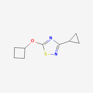 molecular formula C9H12N2OS B2559510 5-Cyclobutoxy-3-cyclopropyl-1,2,4-thiadiazole CAS No. 2196214-59-0