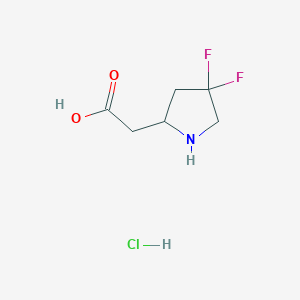 molecular formula C6H10ClF2NO2 B2559511 2-(4,4-Difluoropyrrolidin-2-yl)acetic acid hydrochloride CAS No. 1789766-46-6
