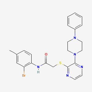 molecular formula C23H24BrN5OS B2559512 N-(2-bromo-4-methylphenyl)-2-{[3-(4-phenylpiperazin-1-yl)pyrazin-2-yl]sulfanyl}acetamide CAS No. 1031954-95-6
