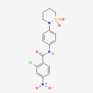 molecular formula C17H16ClN3O5S B2559516 2-氯-N-[4-(1,1-二氧噻嗪-2-基)苯基]-4-硝基苯甲酰胺 CAS No. 899731-85-2