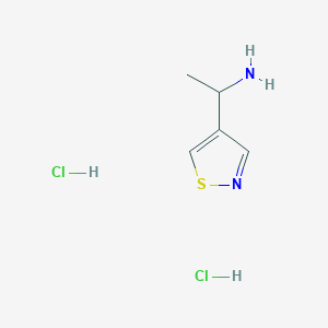 molecular formula C5H10Cl2N2S B2559521 1-(1,2-噻唑-4-基)乙胺；二盐酸盐 CAS No. 2287288-88-2