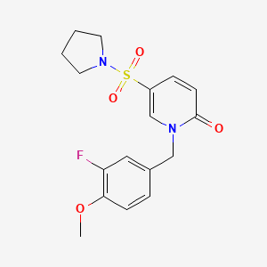 molecular formula C17H19FN2O4S B2559526 1-(3-fluoro-4-methoxybenzyl)-5-(pyrrolidin-1-ylsulfonyl)pyridin-2(1H)-one CAS No. 930708-06-8