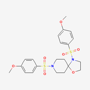 molecular formula C21H26N2O7S2 B2559534 4,8-双[(4-甲氧基苯基)磺酰基]-1-氧杂-4,8-二氮杂螺[4.5]癸烷 CAS No. 903277-38-3