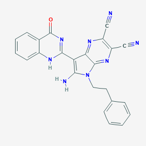 molecular formula C24H16N8O B255954 6-amino-7-(4-oxo-1H-quinazolin-2-yl)-5-(2-phenylethyl)pyrrolo[2,3-b]pyrazine-2,3-dicarbonitrile 