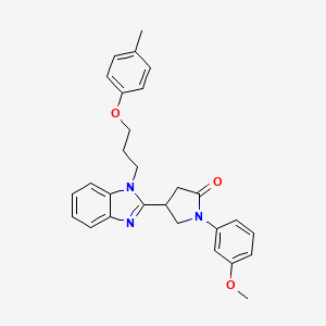 molecular formula C28H29N3O3 B2559541 1-(3-甲氧基苯基)-4-(1-(3-(对甲苯氧基)丙基)-1H-苯并[d]咪唑-2-基)吡咯烷-2-酮 CAS No. 844463-34-9