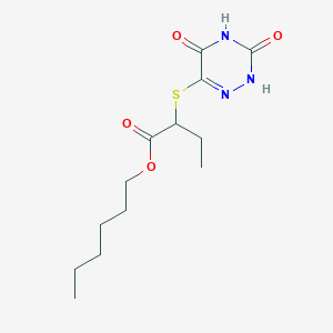 hexyl 2-[(3,5-dioxo-2H-1,2,4-triazin-6-yl)sulfanyl]butanoate