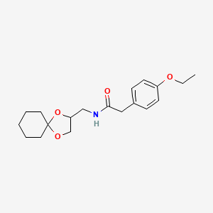 molecular formula C19H27NO4 B2559567 N-(1,4-二氧杂螺[4.5]癸烷-2-基甲基)-2-(4-乙氧苯基)乙酰胺 CAS No. 923113-74-0