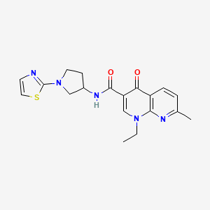molecular formula C19H21N5O2S B2559579 1-ethyl-7-methyl-4-oxo-N-(1-(thiazol-2-yl)pyrrolidin-3-yl)-1,4-dihydro-1,8-naphthyridine-3-carboxamide CAS No. 2034226-18-9