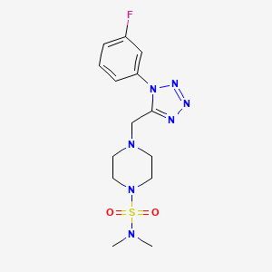 molecular formula C14H20FN7O2S B2559584 4-((1-(3-fluorophenyl)-1H-tetrazol-5-yl)methyl)-N,N-dimethylpiperazine-1-sulfonamide CAS No. 1021254-32-9