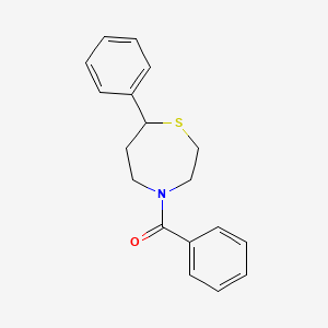 molecular formula C18H19NOS B2559601 Phenyl(7-phenyl-1,4-thiazepan-4-yl)methanone CAS No. 1797562-09-4