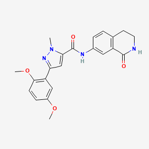 molecular formula C22H22N4O4 B2559617 3-(2,5-二甲氧基苯基)-1-甲基-N-(1-氧代-1,2,3,4-四氢异喹啉-7-基)-1H-吡唑-5-甲酰胺 CAS No. 1396637-89-0