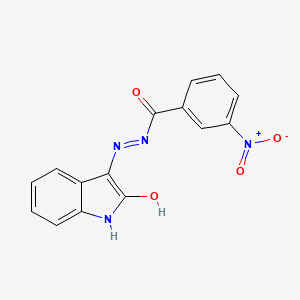 molecular formula C15H10N4O4 B2559629 3-硝基-N'-(2-氧代-1,2-二氢-3H-吲哚-3-亚甲基)苯甲酰肼 CAS No. 202207-20-3